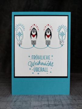 Grußkarte Fröhliche Weihnacht Pinguin handgemacht